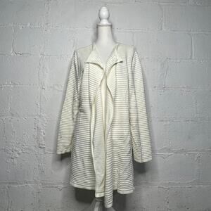 Talbots Women's Off White Ribbed Long Sleeve Waterfall Cardigan Size 3X Petite
